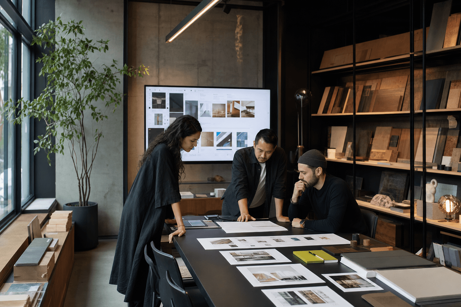 Creative professionals collaborating in a premium independent design studio